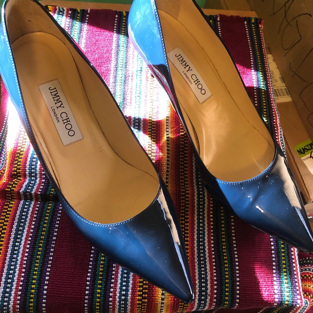 Navy Blue patent leather pumps Size 39 Jimmy Choo